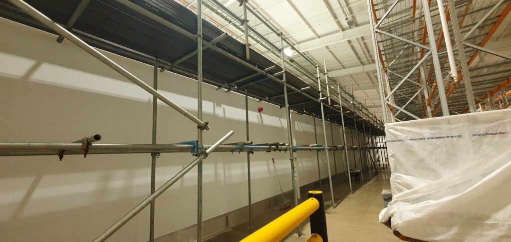 scaffolding inside of the food warehouse in Lincolnshire