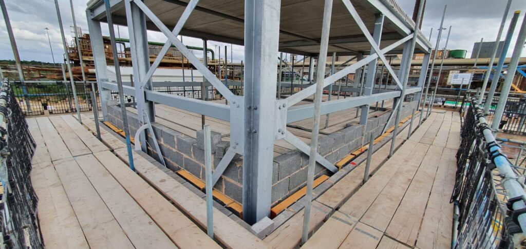 scaffolding for construction at a sugar factory in Newark