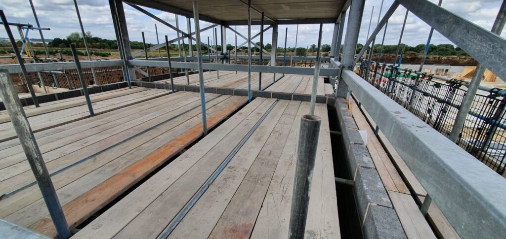 scaffolding for construction at a sugar factory in Newark