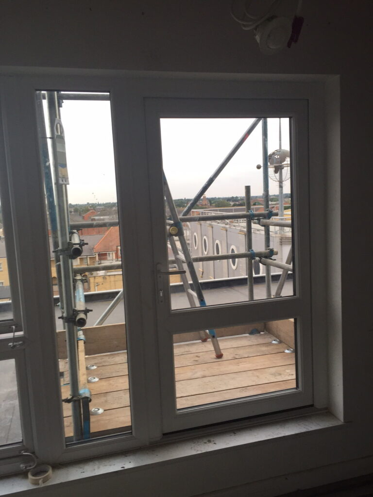 scaffolding outside of a window