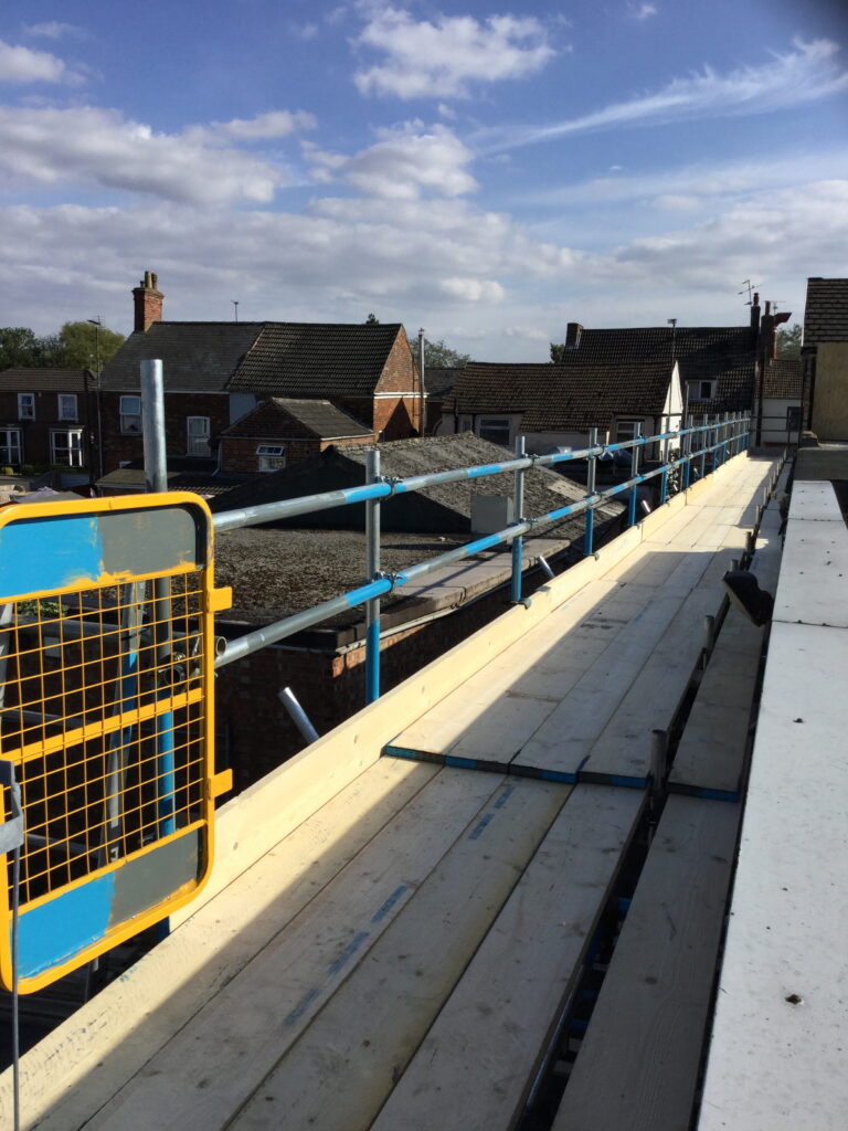 scaffolding with rails for roof access