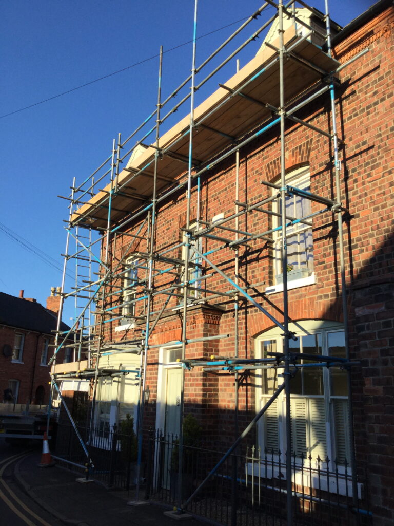 scaffolding on the front of a house in Birchwood