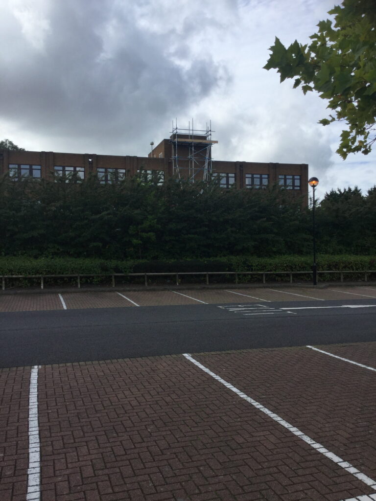 an image of scaffolding equipment on the back of the government office in Lincoln taken from a car park - image 2