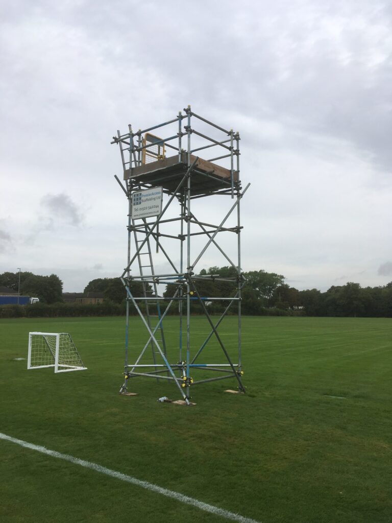 scaffold tower as sponsorship for football