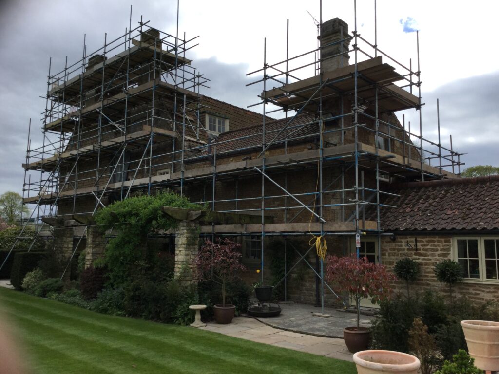 large amount of scaffolding on Cammeringham Manor