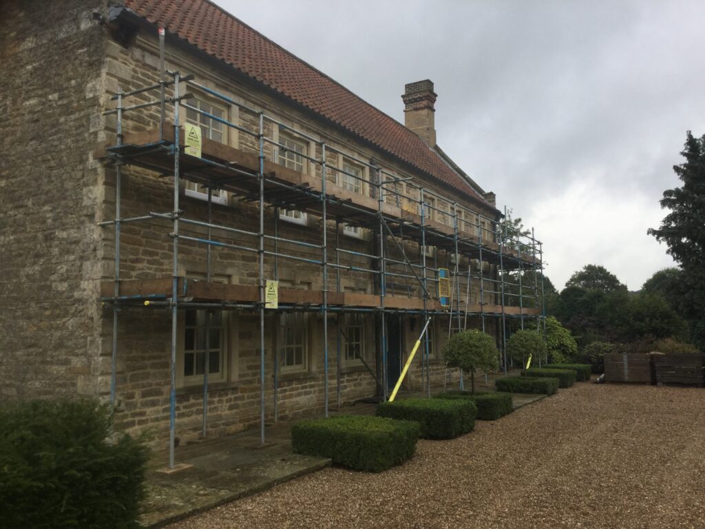 scaffolding on the back of Cammeringham Manor
