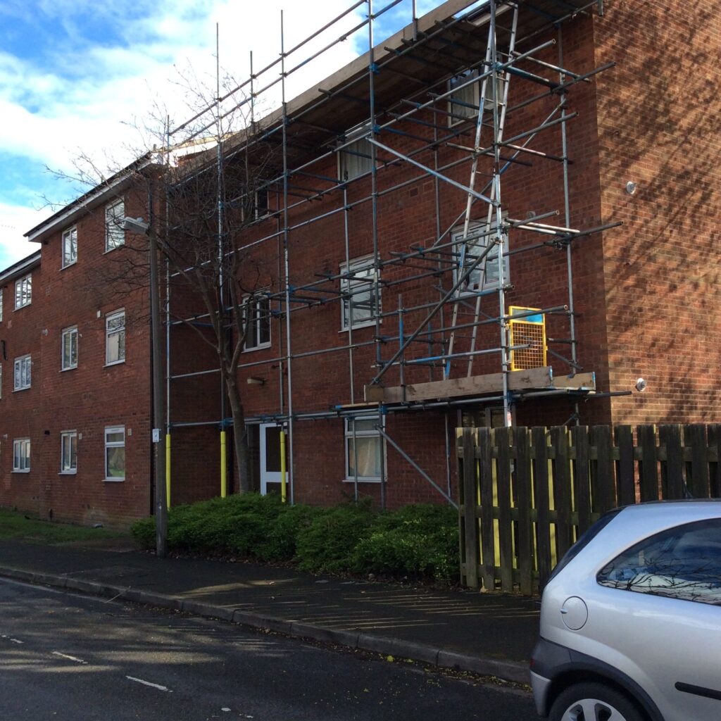 scaffolding on front of block of flats in Lincoln - image 2
