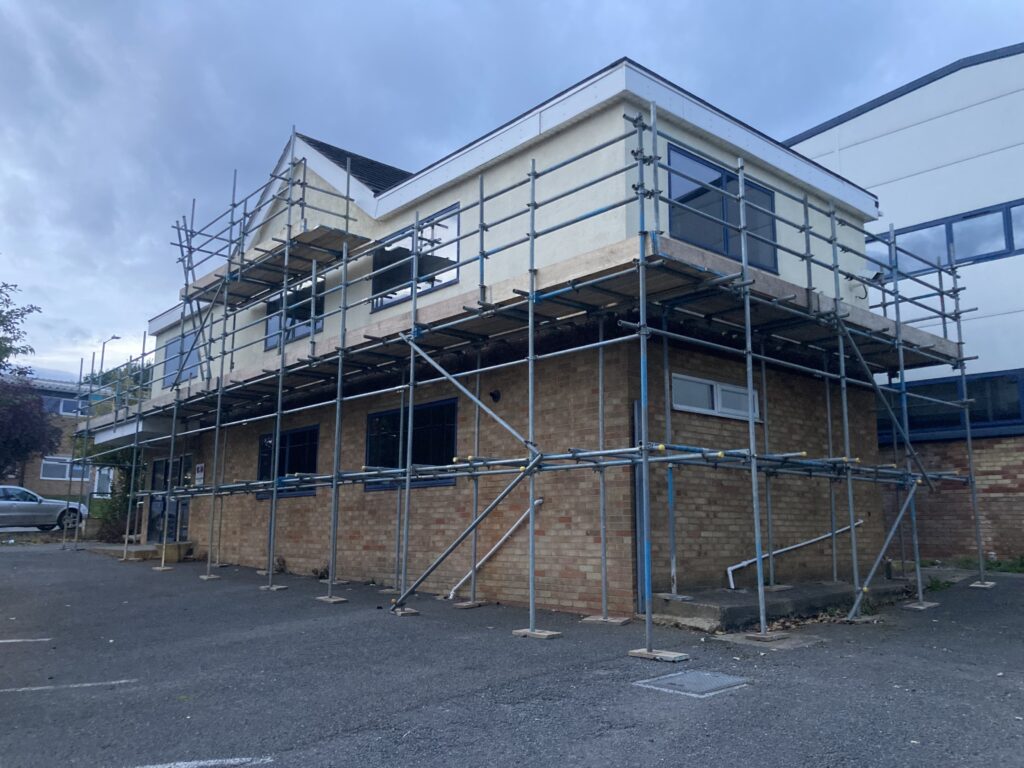 scaffolding surrounding centurion house for repair works - image 1