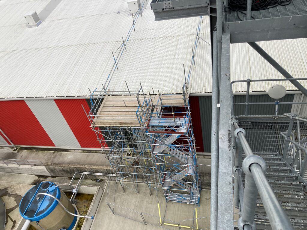 scaffold tower for commercial building roof access in Bardney