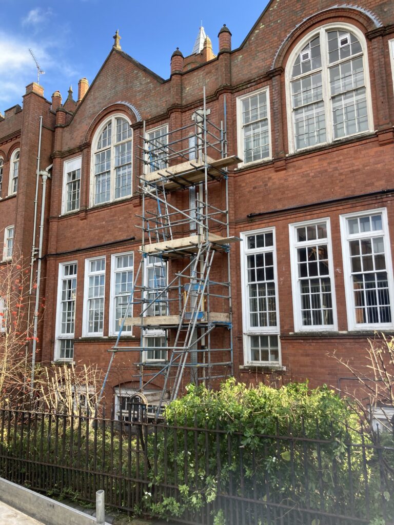 scaffolding on side of avanti fields school in Leicester - image 4