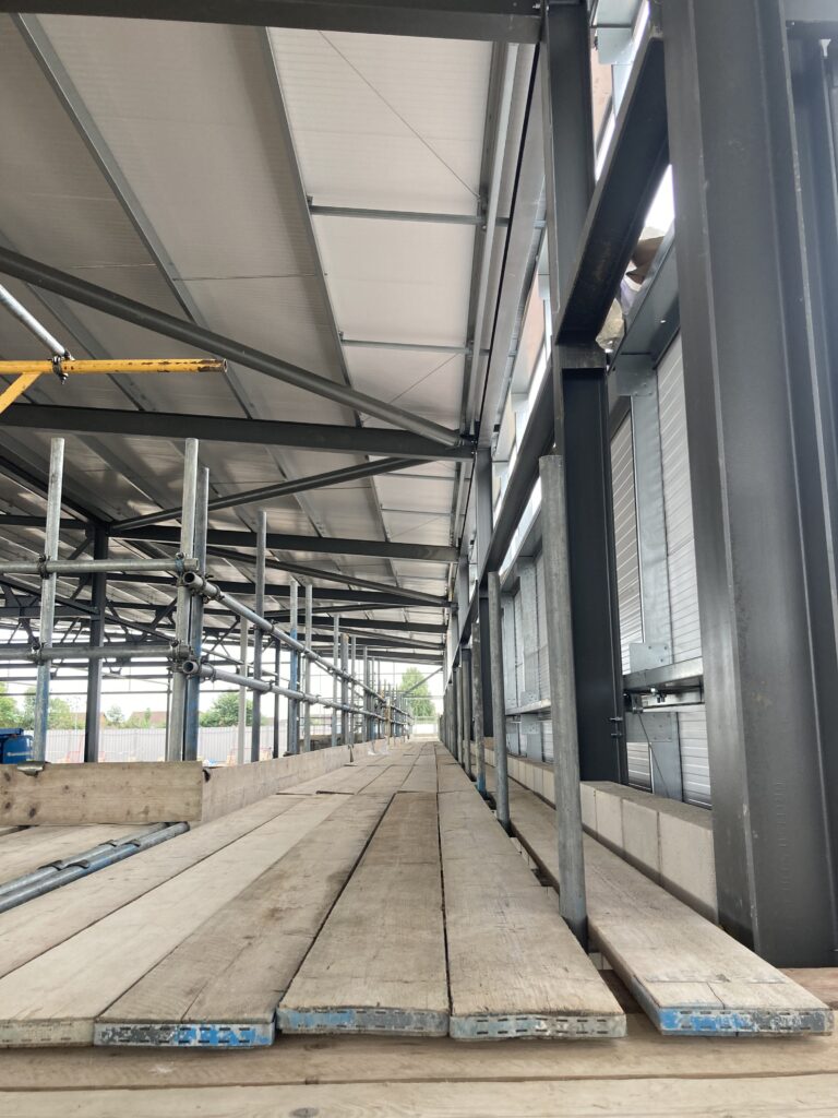 an image of view from height of scaffolding in new ALDI store in lincoln
