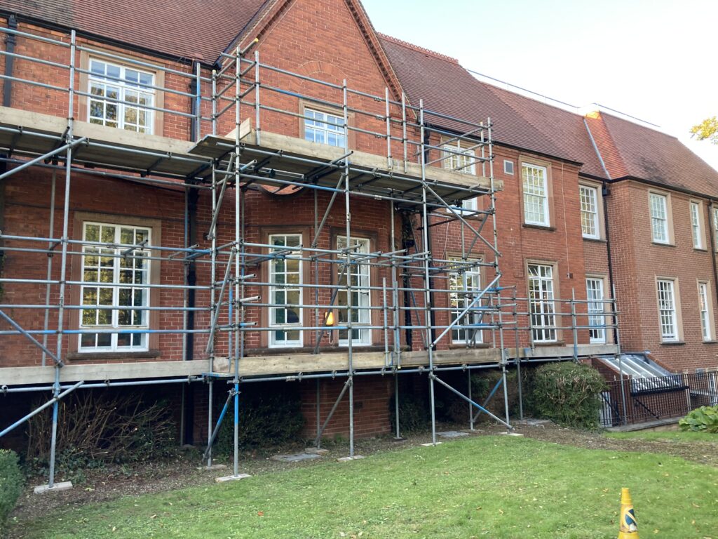 two story scaffolding on The Lincoln Hospital located on Nettleham Road
