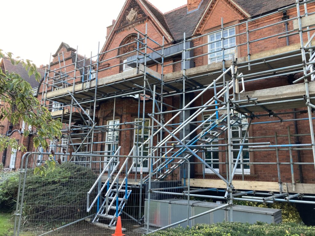 Blocked off access point for scaffolding around The Lincoln Hospital on Nettle Road