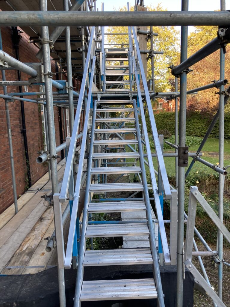 Stairs for access onto scaffolding for The Lincoln Hospital on Nettleham Road