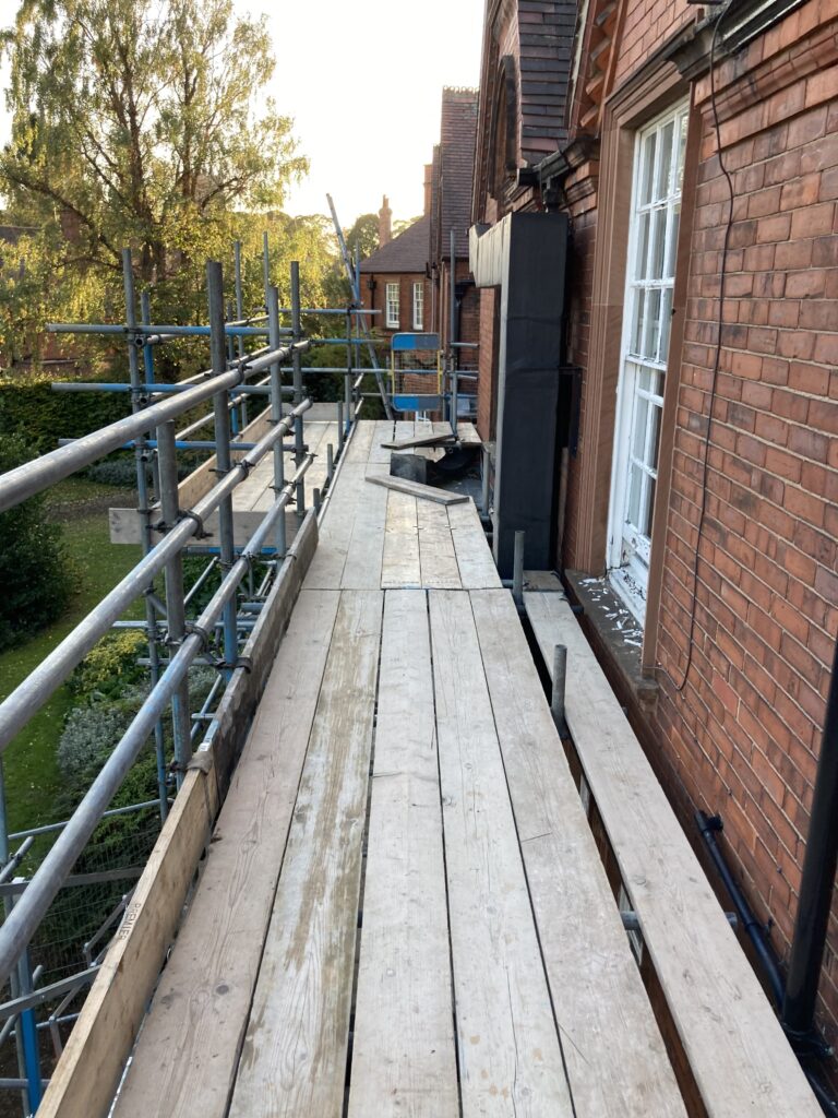 Scaffolding on the front of The Lincoln Hospital on Nettleham Road