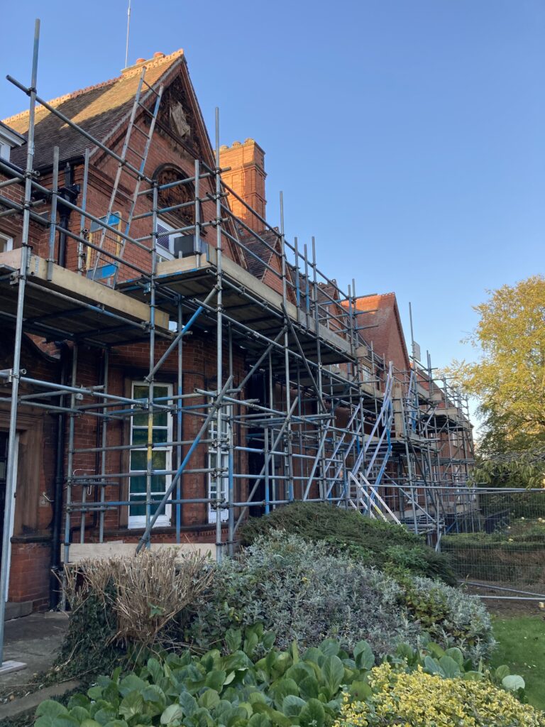 scaffolding on The Lincoln Hospital on Nettleham Road in Lincoln