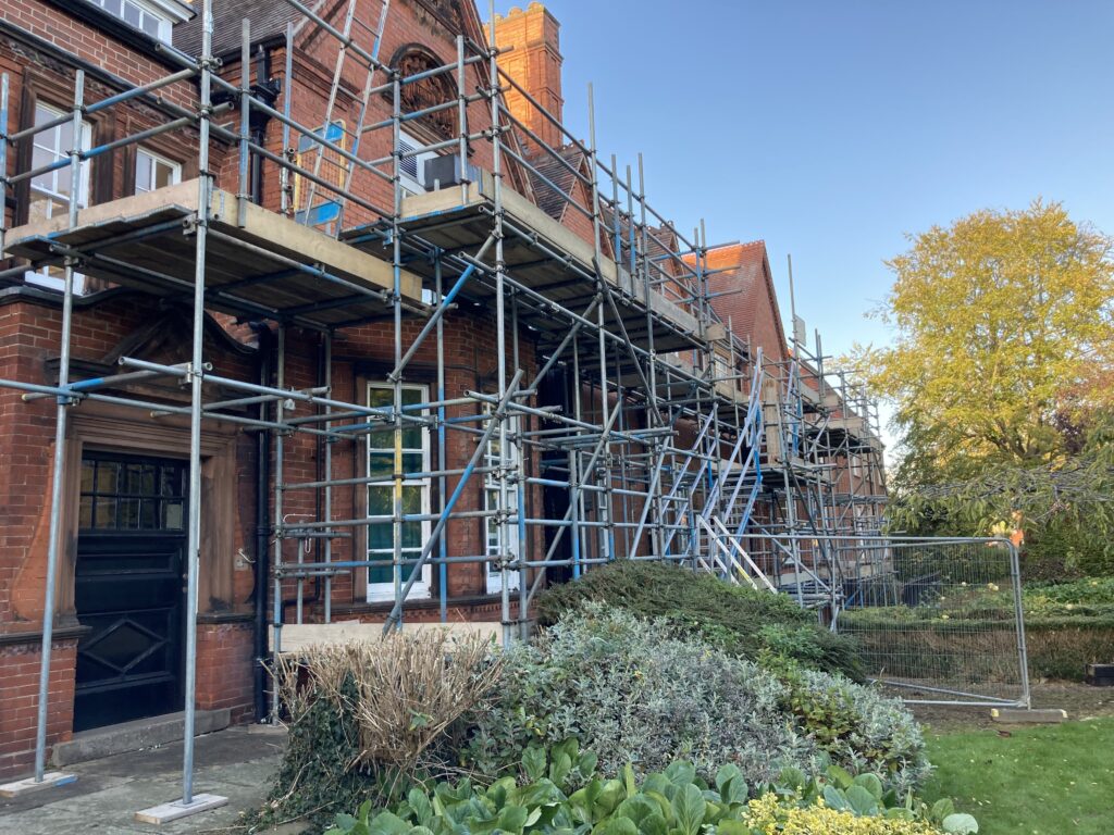 scaffolding on The Lincoln Hospital on Nettleham Road in Lincoln