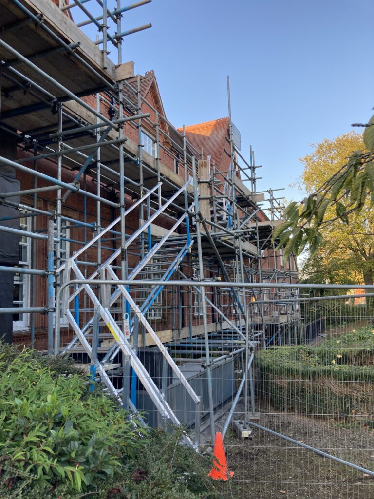 scaffolding on The Lincoln Hospital on Nettleham Road in Lincoln