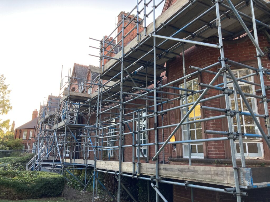 scaffolding on The Lincoln Hospital on Nettleham Road in Lincoln