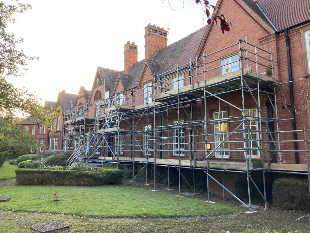 scaffolding on The Lincoln Hospital on Nettleham Road in Lincoln