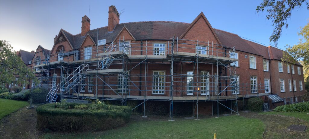 scaffolding on The Lincoln Hospital on Nettleham Road in Lincoln