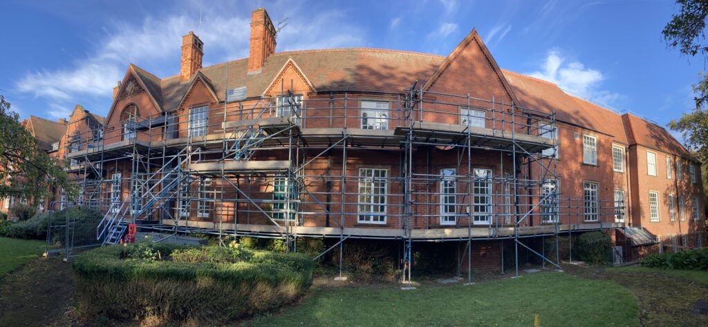 scaffolding on The Lincoln Hospital on Nettleham Road in Lincoln