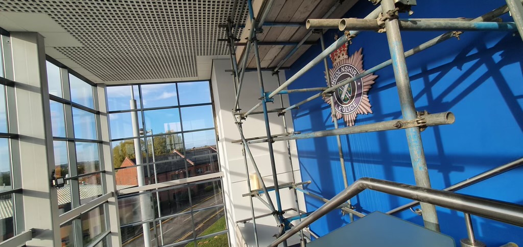scaffolding for the Lincolnshire Police building in Grantham