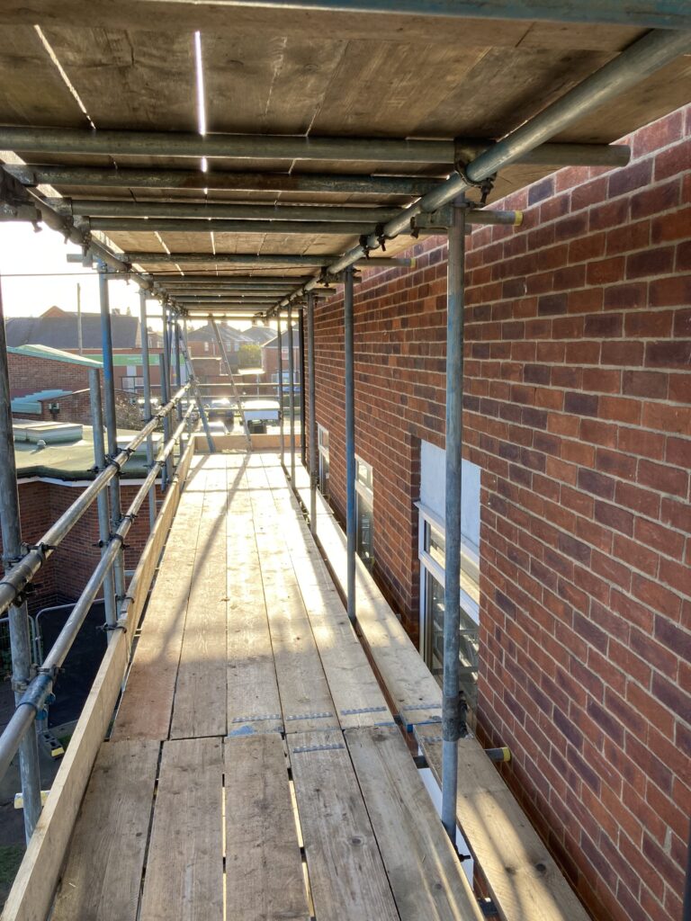 scaffolding on the side of a building