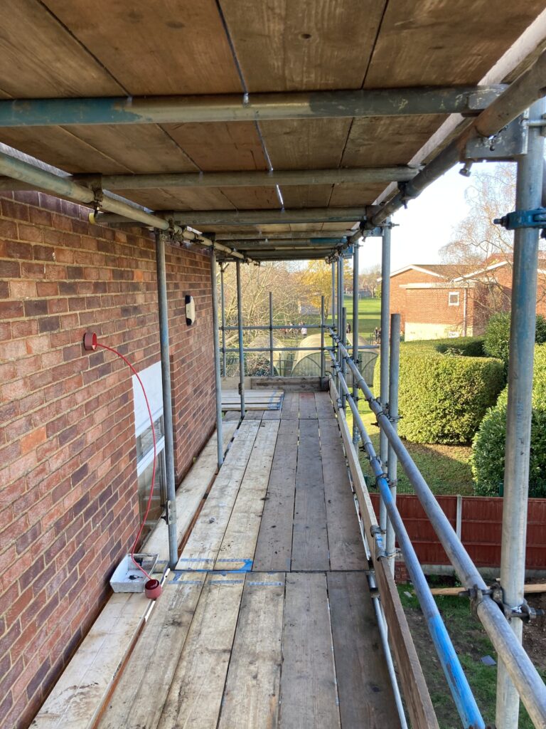 scaffolding on the side of a building