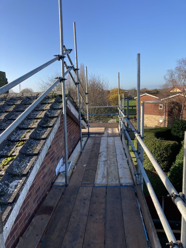 scaffolding for roof access to a building in Lincoln