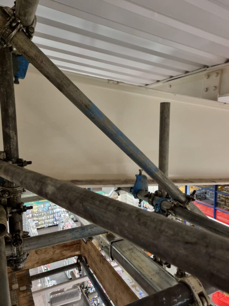 scaffolding inside of Tk maxx in Lincoln