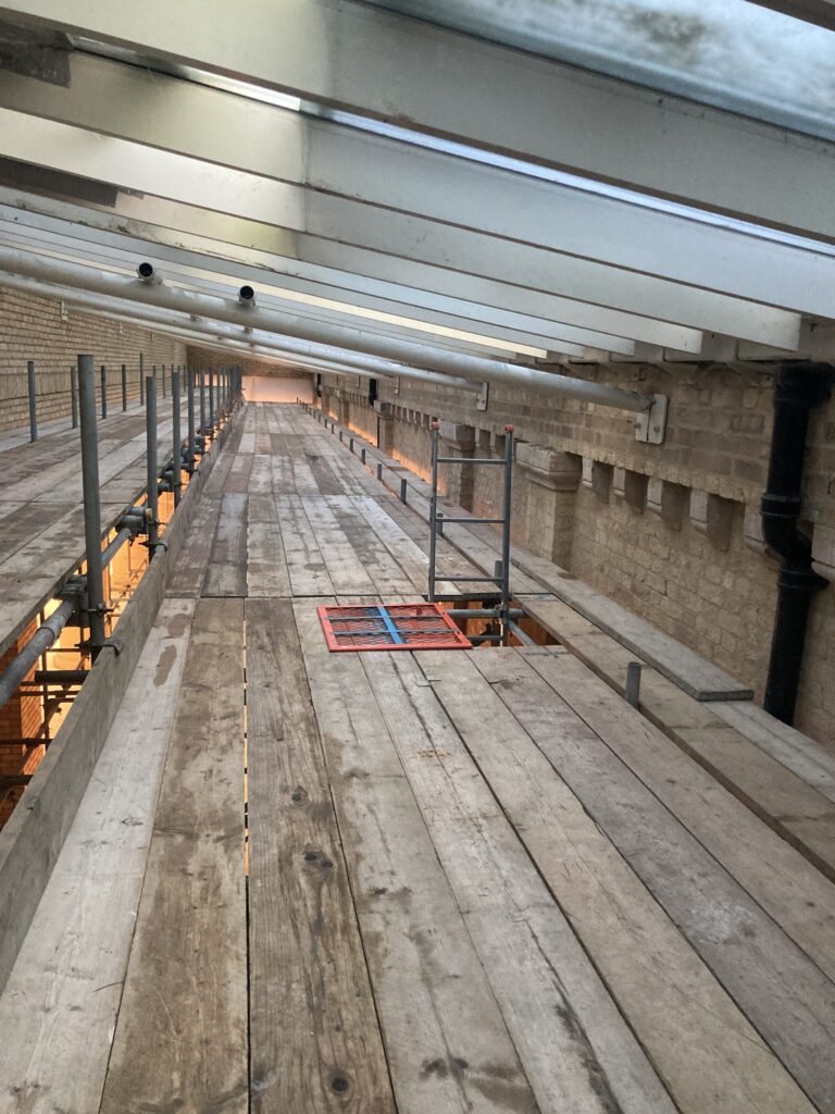 scaffolding inside of st marks station in Lincoln