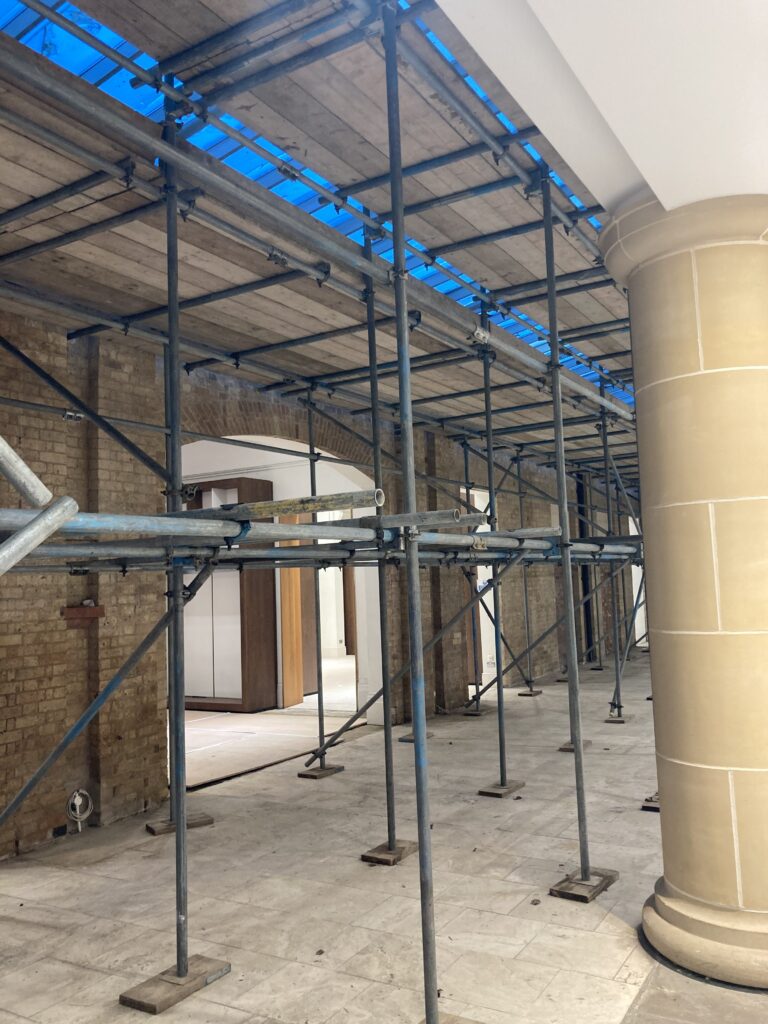 scaffolding inside of st marks station in Lincoln
