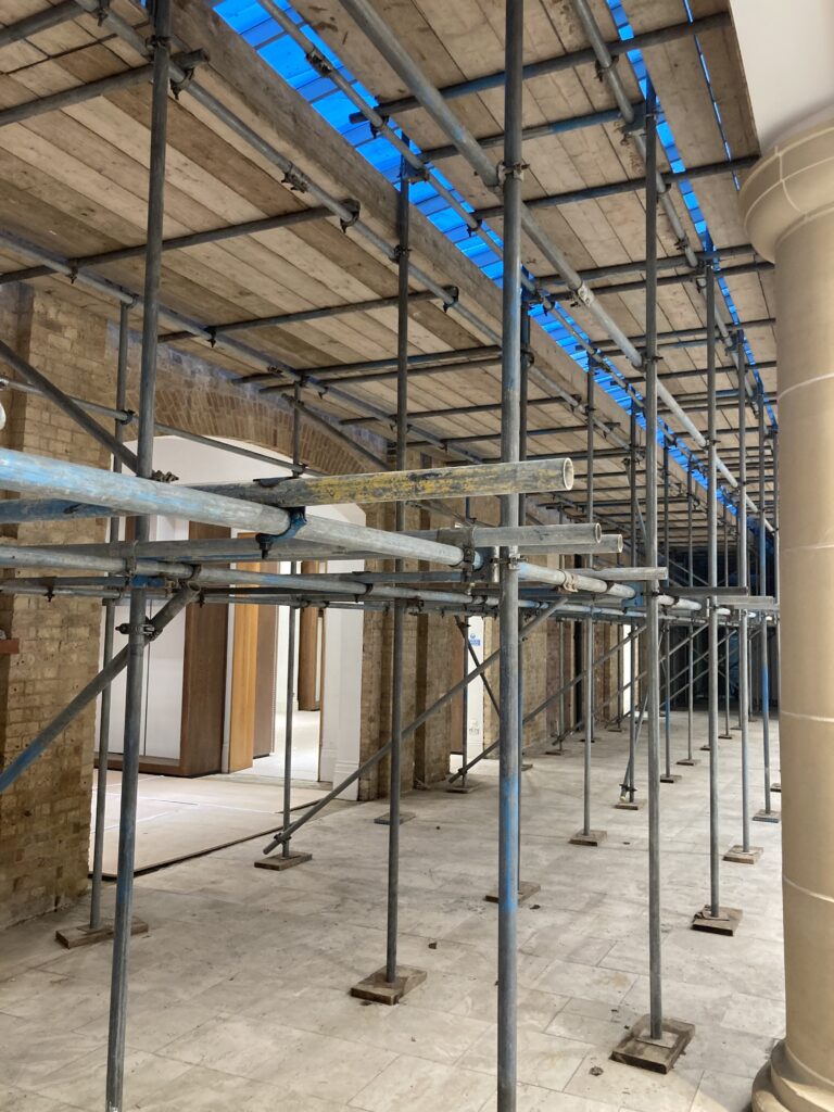 scaffolding inside of st marks station in Lincoln