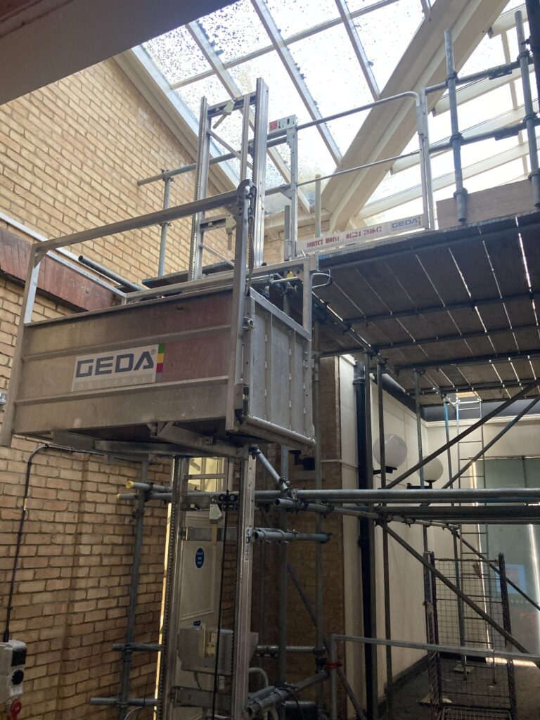 scaffolding equipment inside of st marks station in Lincoln