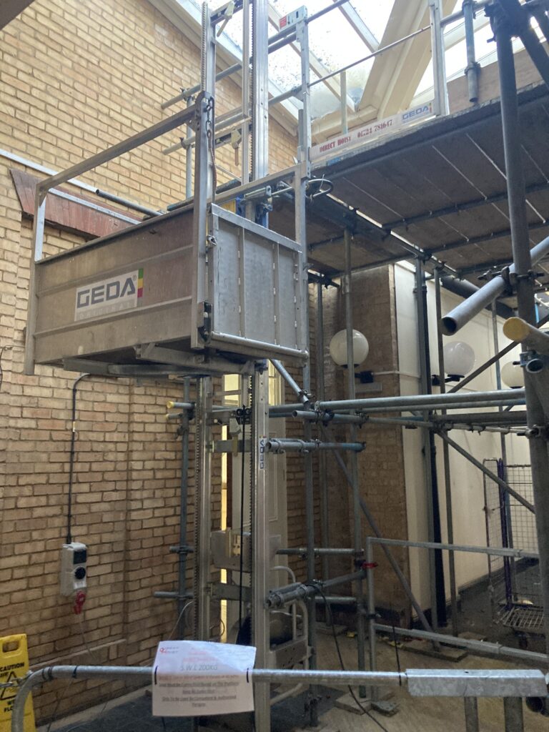 scaffolding inside st marks station in Lincoln