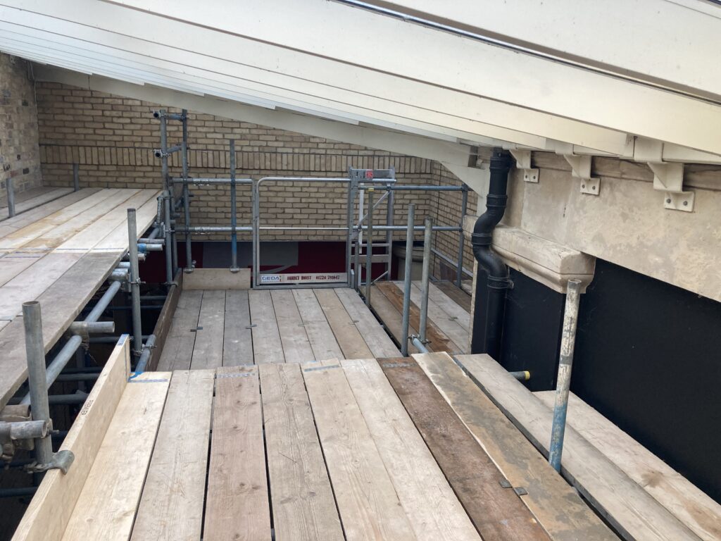 scaffolding inside of st marks station in Lincoln