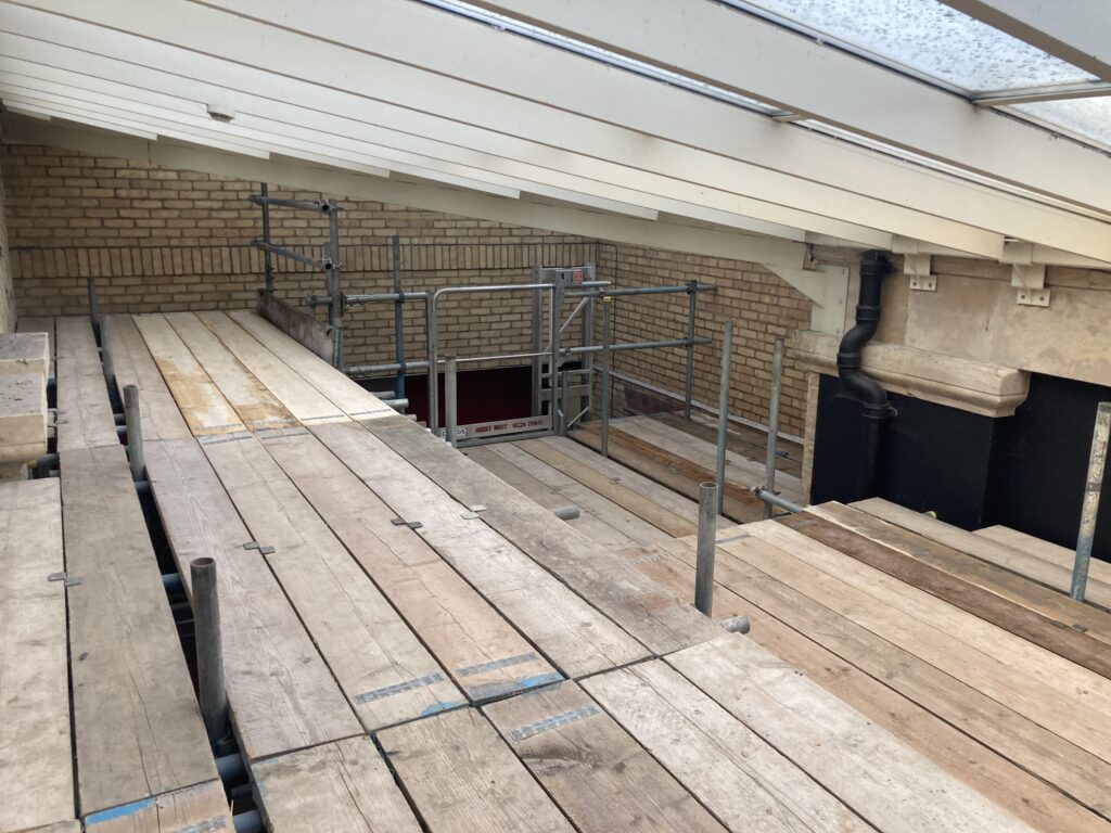 scaffolding inside st marks station in Lincoln