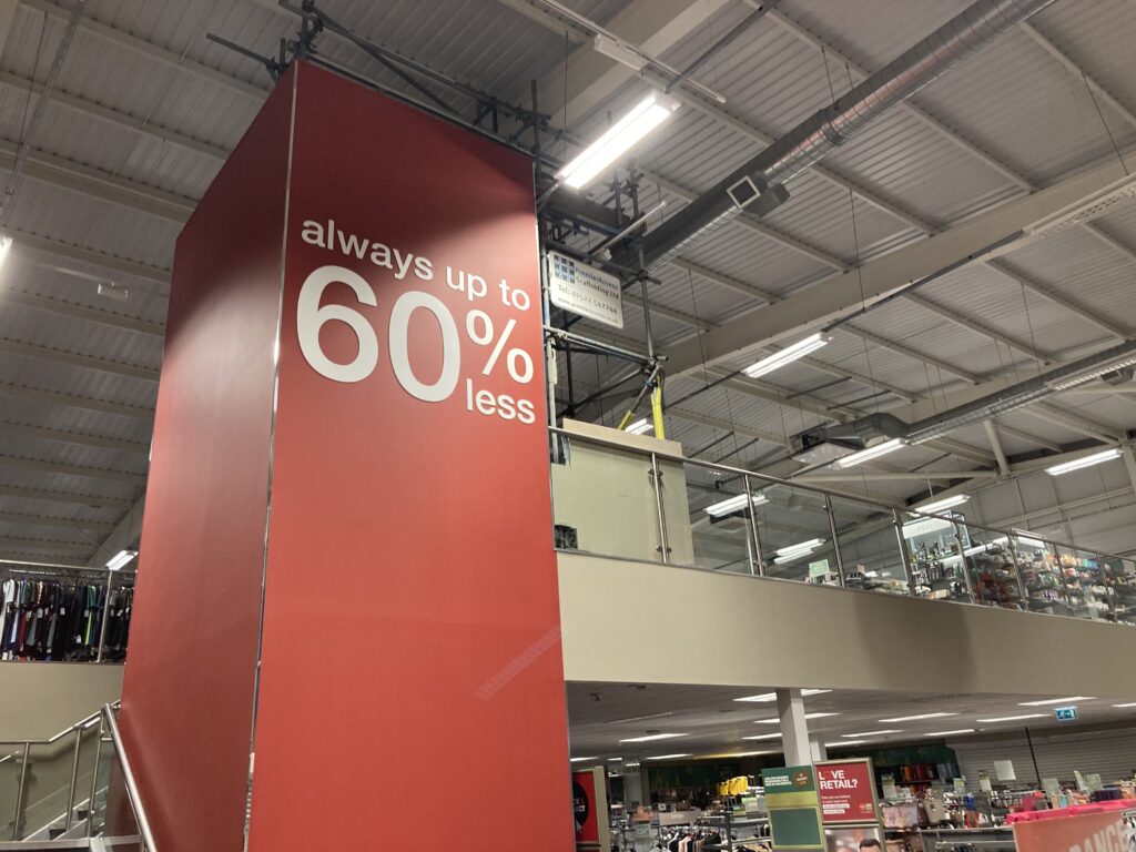 scaffolding around the lift in Tk maxx in Lincoln