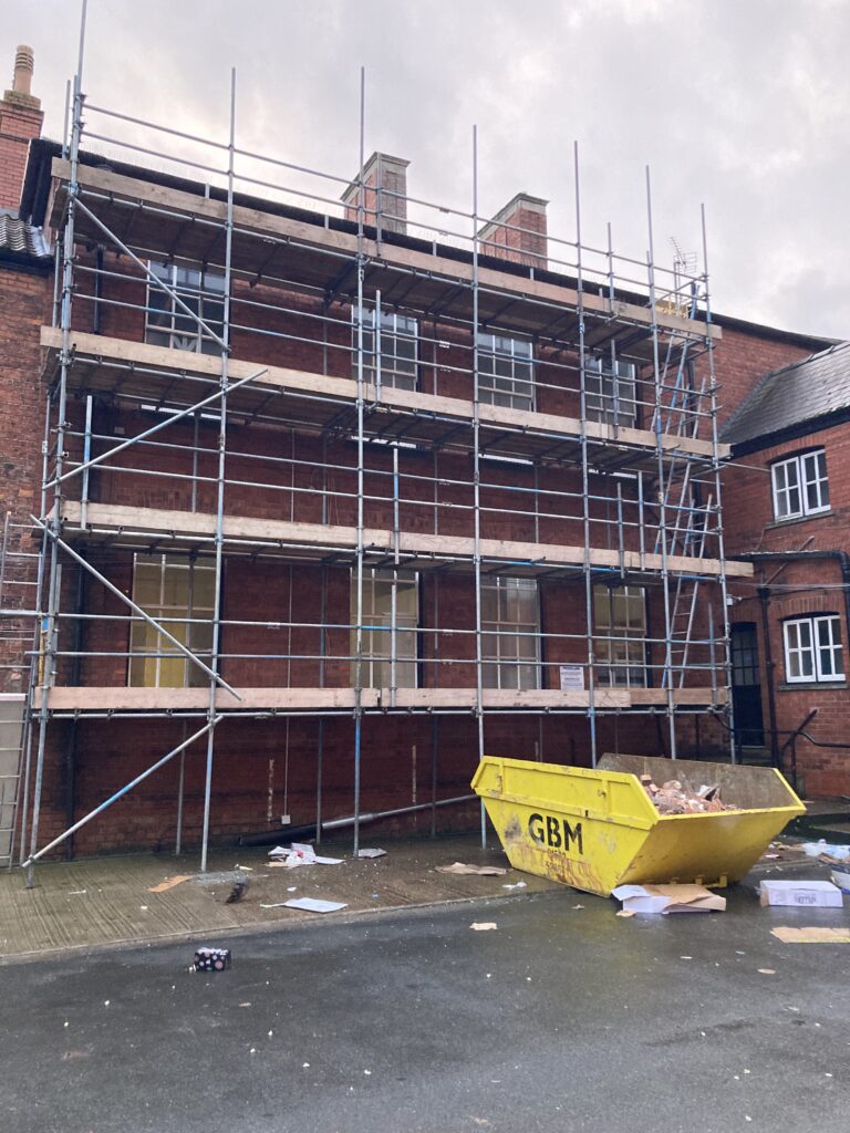 scaffolding on the back of a building in Lincoln