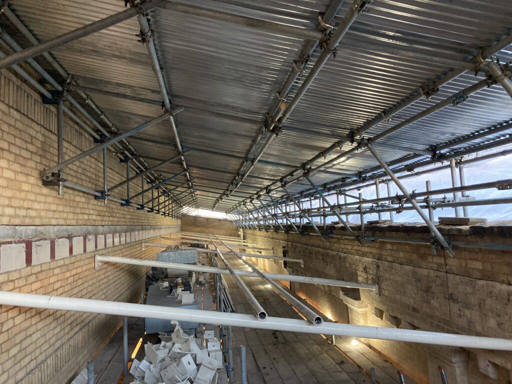 temporary roof installation at st marks station in Lincoln