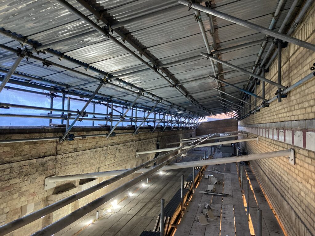 temporary roof installation at st marks station in Lincoln
