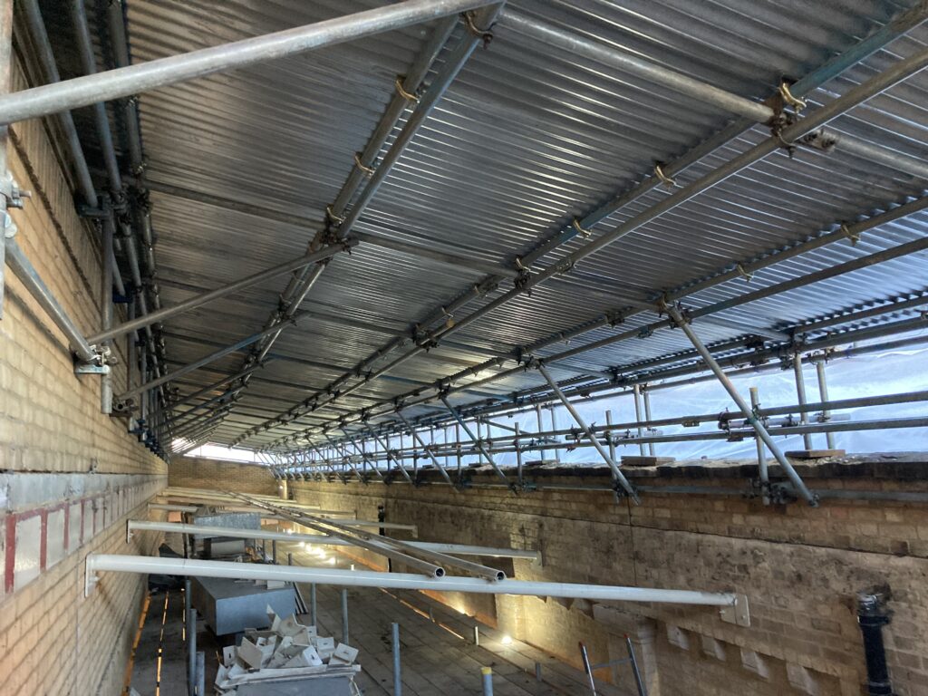 temporary roof installation at st marks station in Lincoln