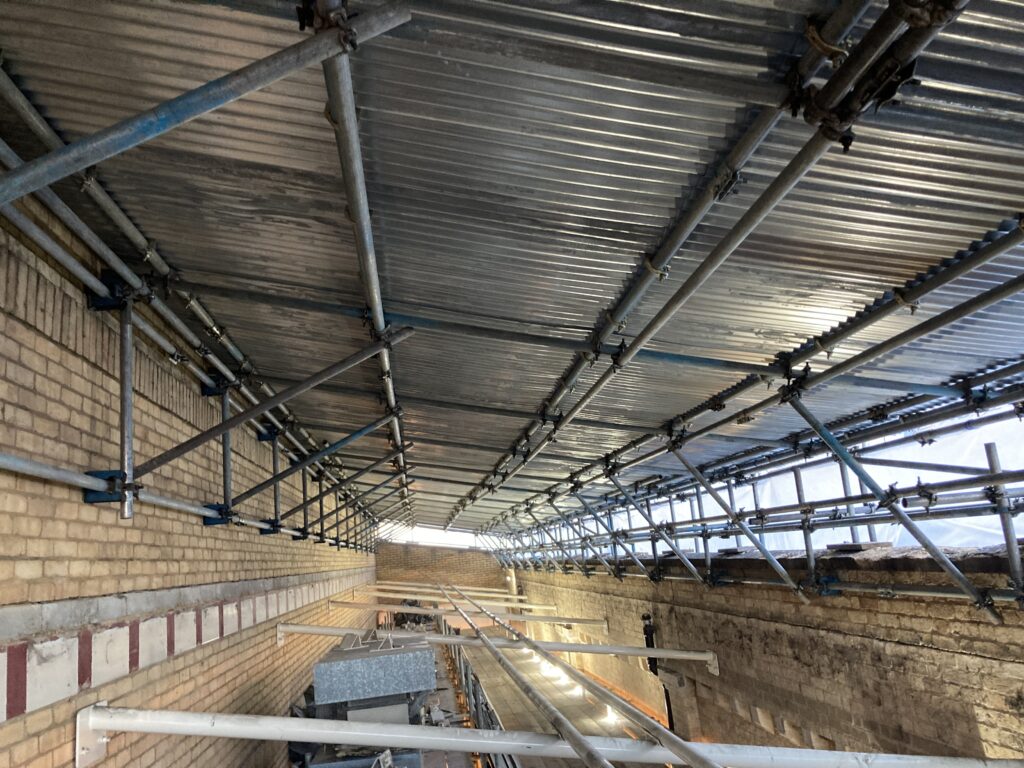 temporary roof installation at st marks station in Lincoln