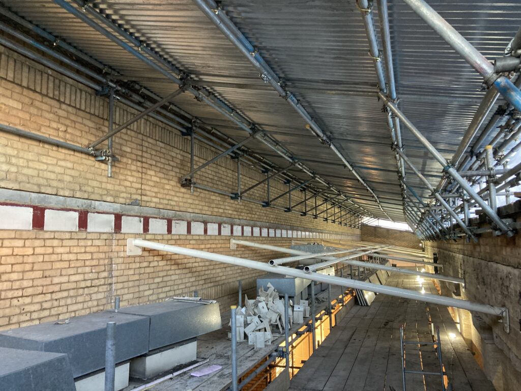 temporary roof installation at st marks station in Lincoln