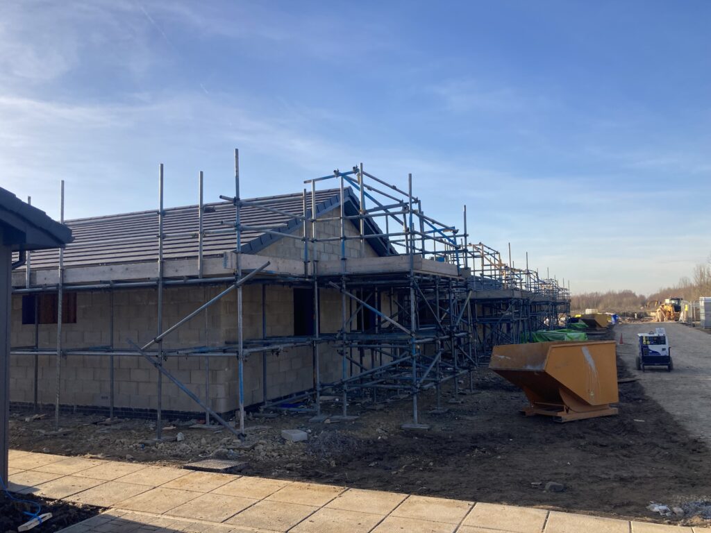 scaffolding for construction at a retirement village in Burton Waters