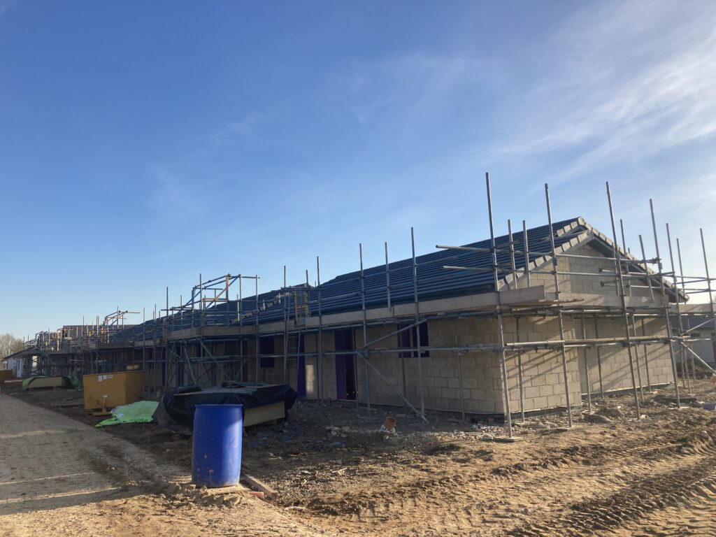 scaffolding for construction at a retirement village in Burton Waters