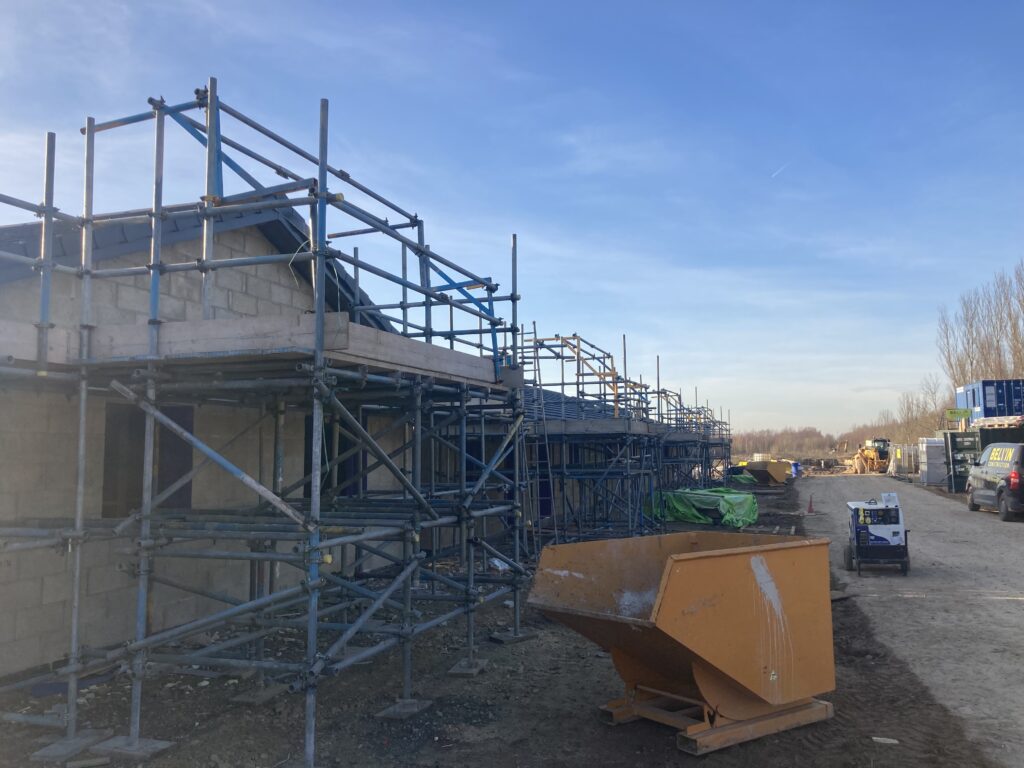 scaffolding for construction at a retirement village in Burton Waters