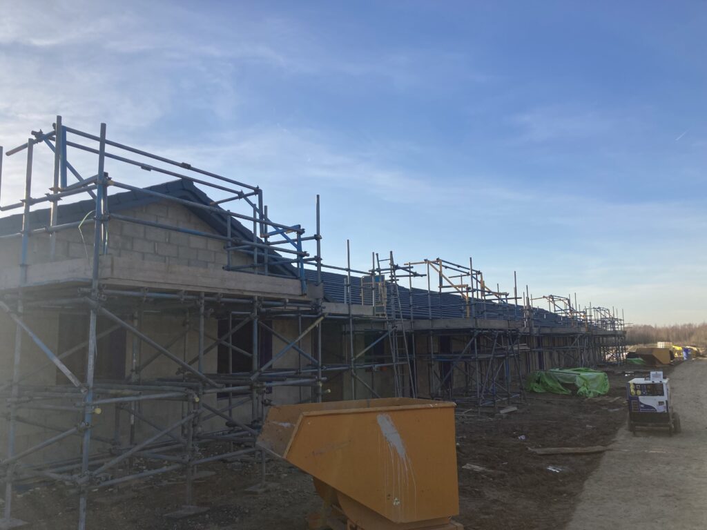 scaffolding for construction at a retirement village in Burton Waters