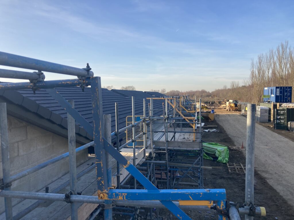 scaffolding for construction at a retirement village in Burton Waters